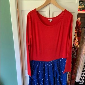 Lularoe 3x, long sleeve midi layered dress